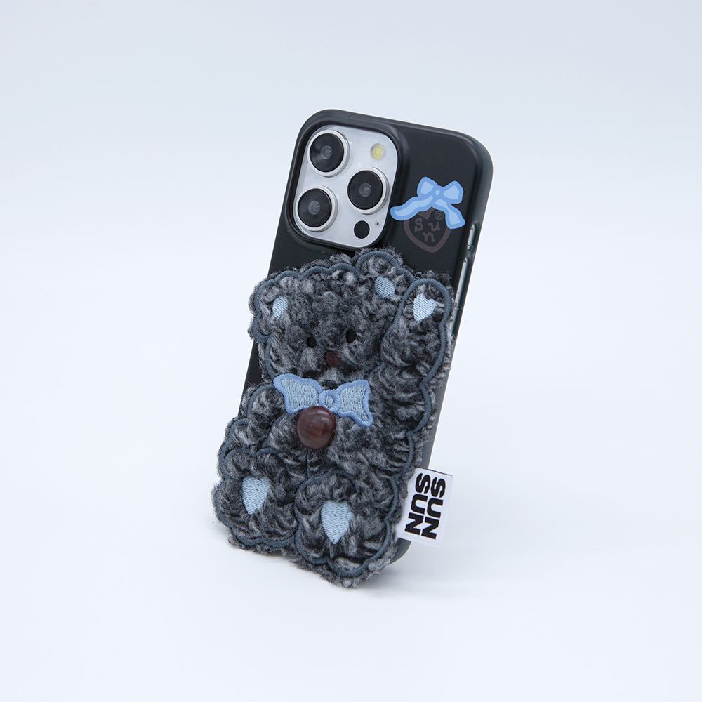 SECOND UNIQUE NAME 熊熊貼片手機殼 黑白格 SUN CASE PATCH HI BEAR OREO