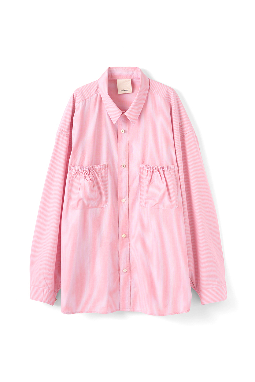 REFOMED WRIST PATCH WIDE SHIRT "STRIPE" (2COL)