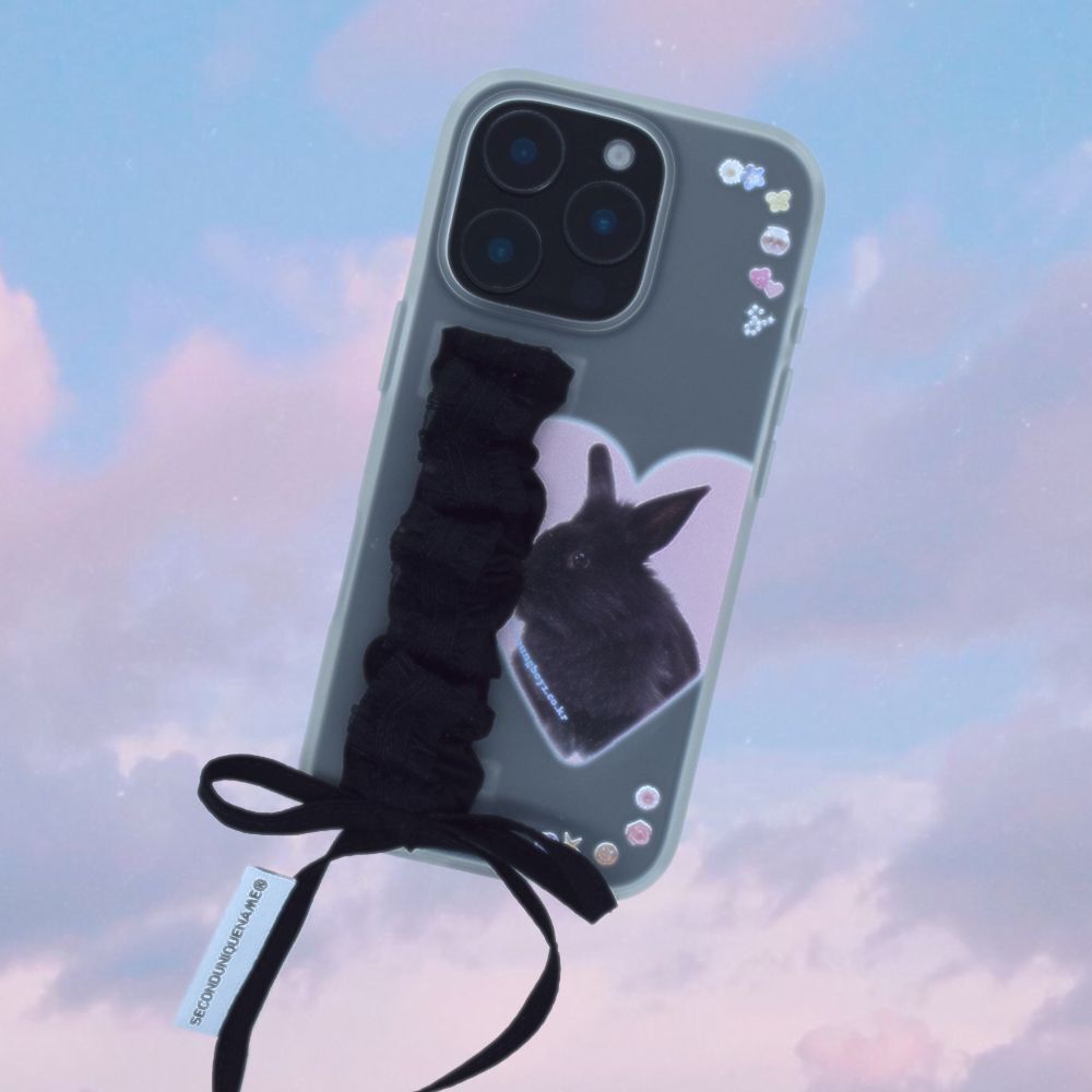 SECOND UNIQUE NAME SUN 蕾絲勾環帶手機殼 黑色 SUN