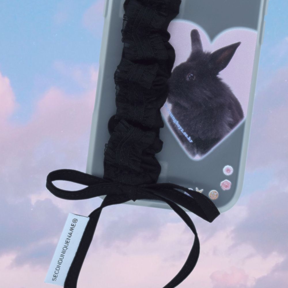 SECOND UNIQUE NAME SUN 蕾絲勾環帶手機殼 黑色 SUN