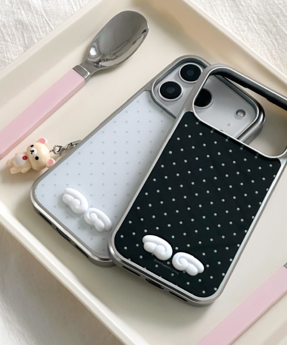 Nineteen Friday 3D 天使立體點點銀色環氧手機殼 CAMS0074