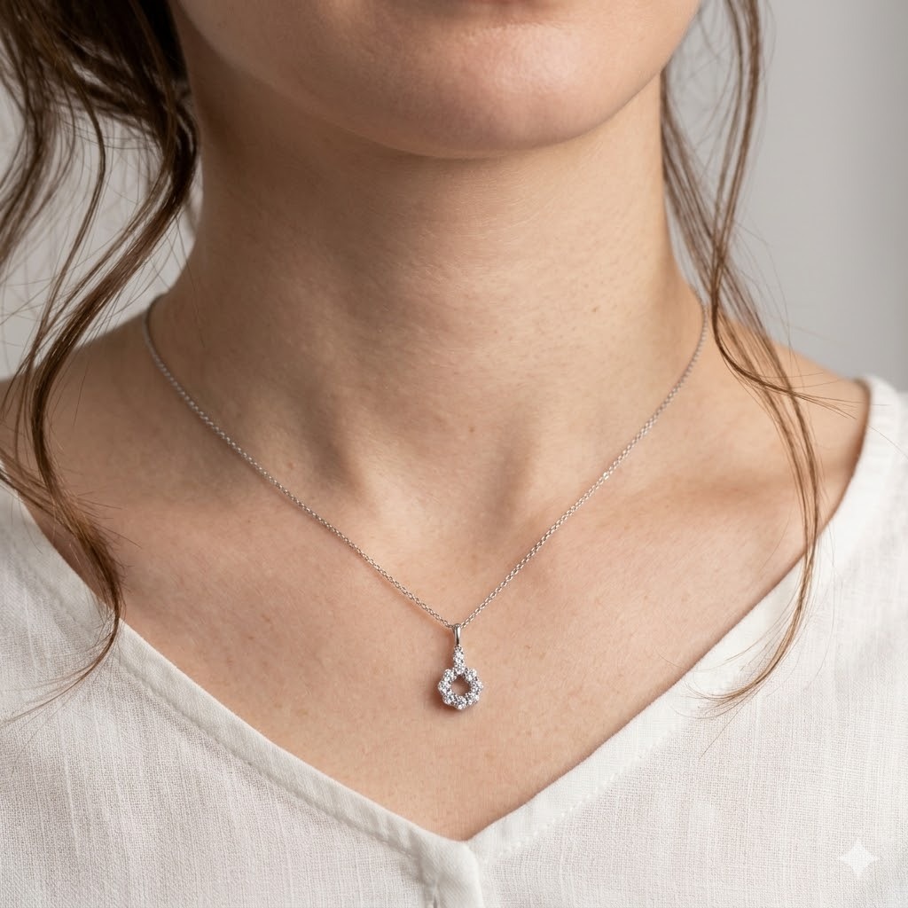 全新18K白金25份鑽石吊咀