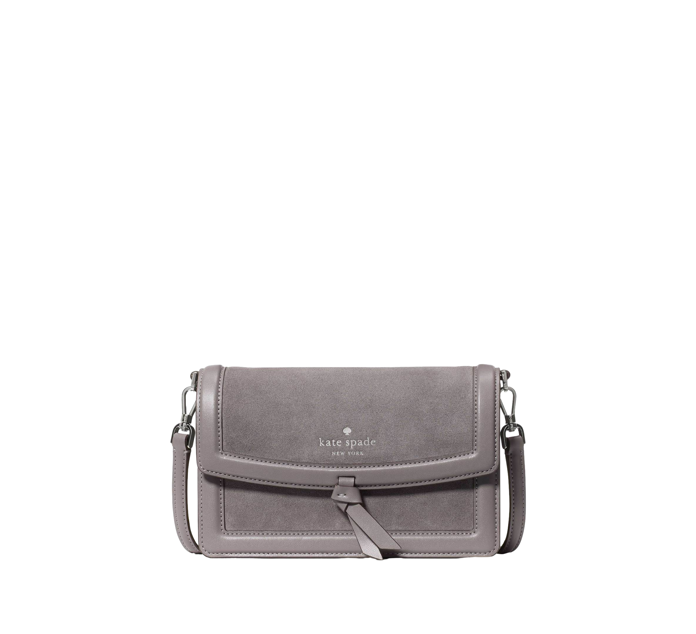 【Kate Spade Outlet】Knott Suede Mini Flap Crossbody  灰