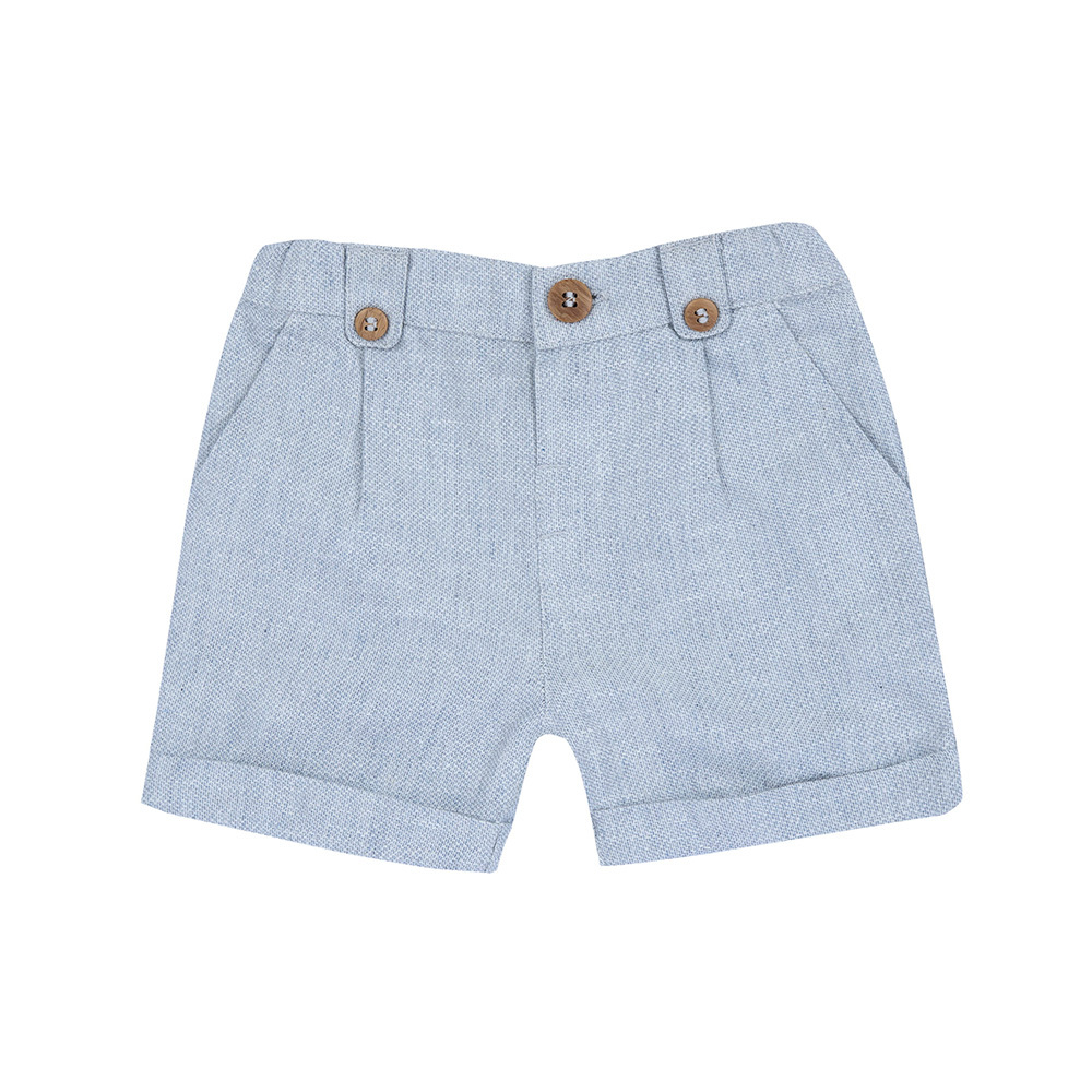 紳士小熊-棉麻反折短褲