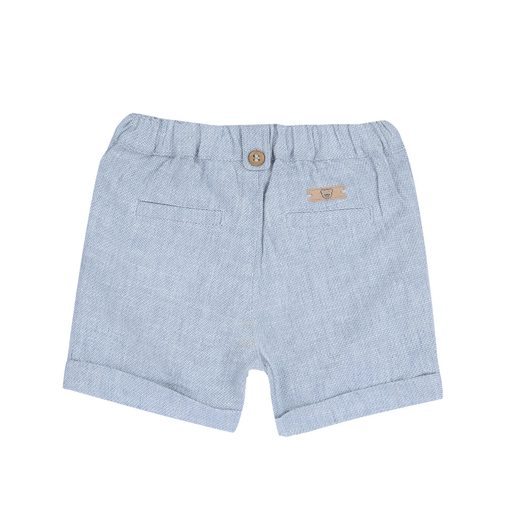 紳士小熊-棉麻反折短褲