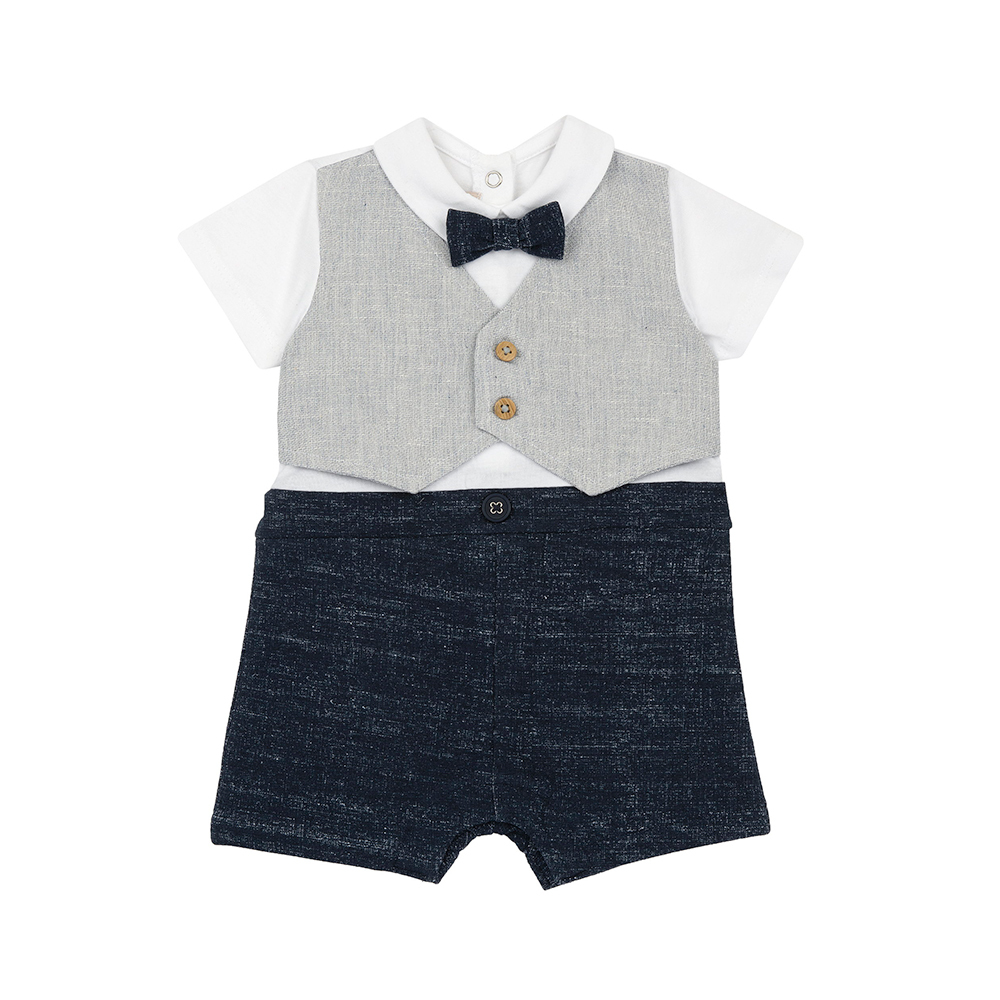 紳士小熊-假兩件式紳士短袖兔裝