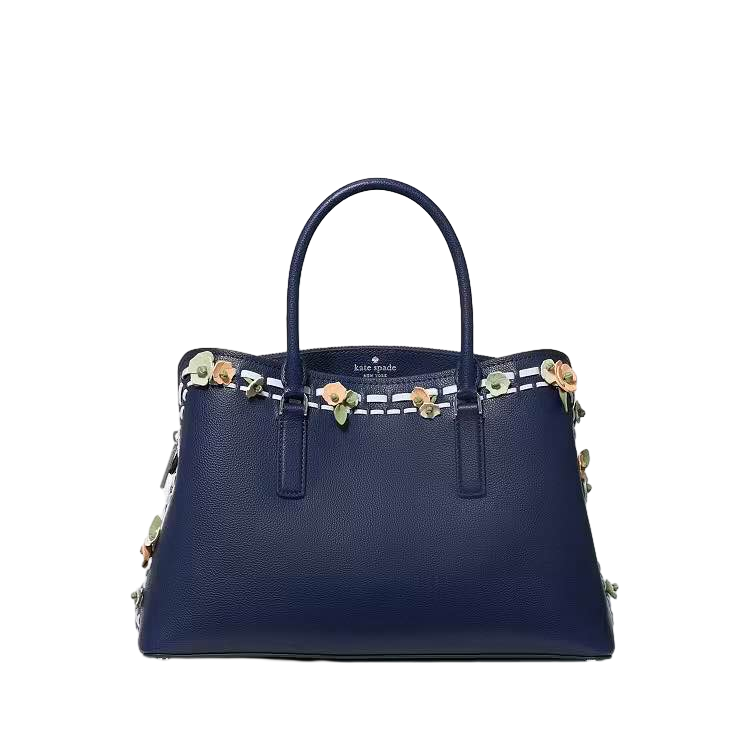 【Kate Spade Outlet】Md Satchel Floral Whipstit Thompson Street  深藍