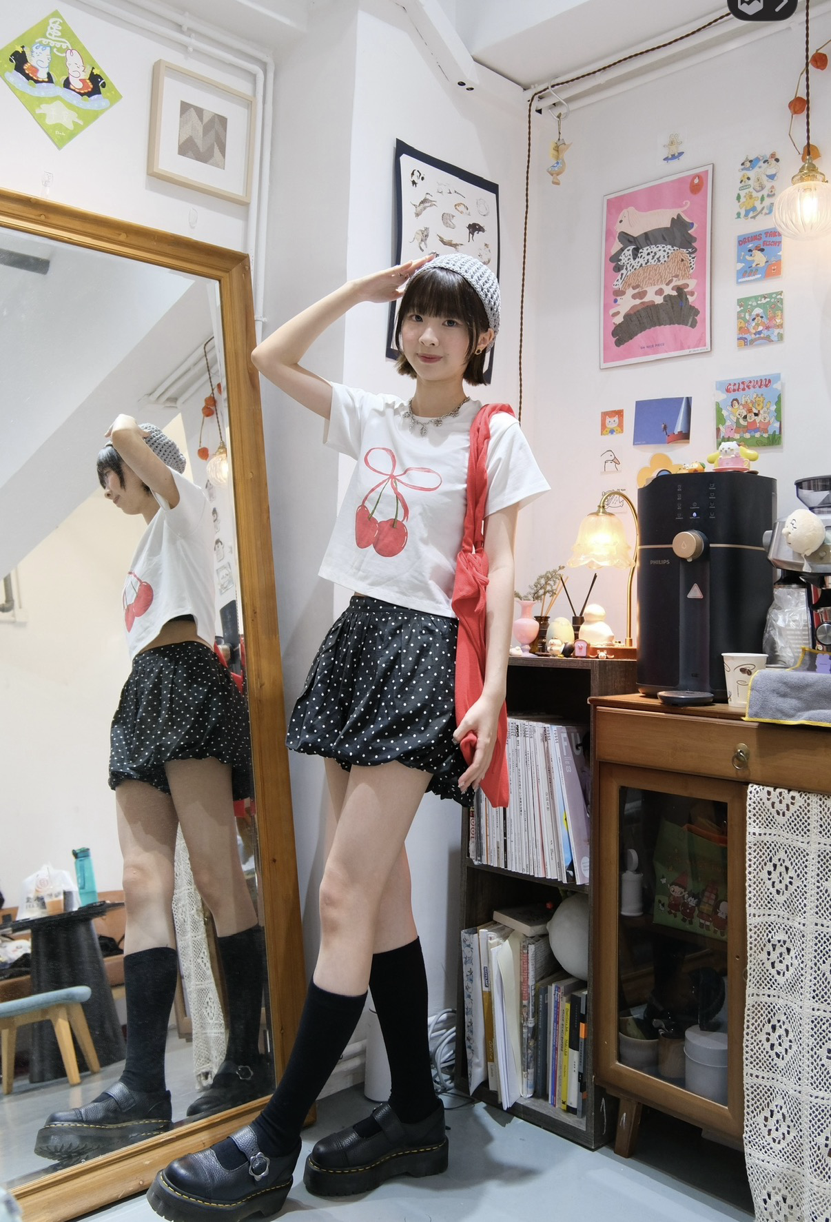 蝴蝶結車厘茄crop top