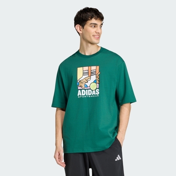 Adidas 愛迪達 M Ani Pop Ply T KE4343 男 T恤 運動上衣 休閒短袖 綠 亞版 純棉