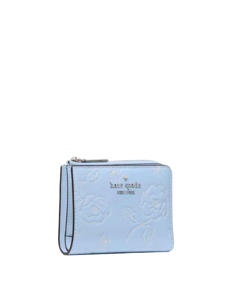 【Kate Spade Outlet】Floral Small L-zip Wallet  藍