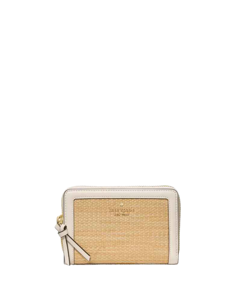【Kate Spade Outlet】Knott Straw Medium Wallet  米