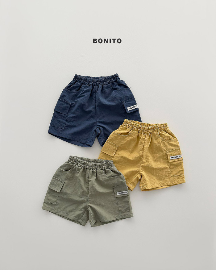 正韓夏Bonito 嫩嬰/小童三色布標口袋短褲