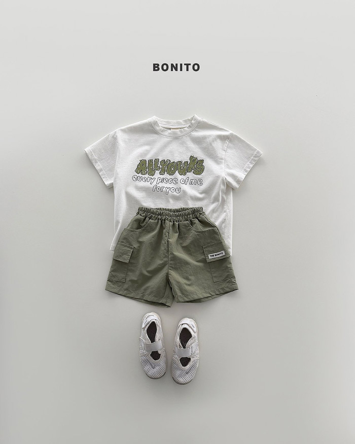 正韓夏Bonito 嫩嬰/小童三色布標口袋短褲