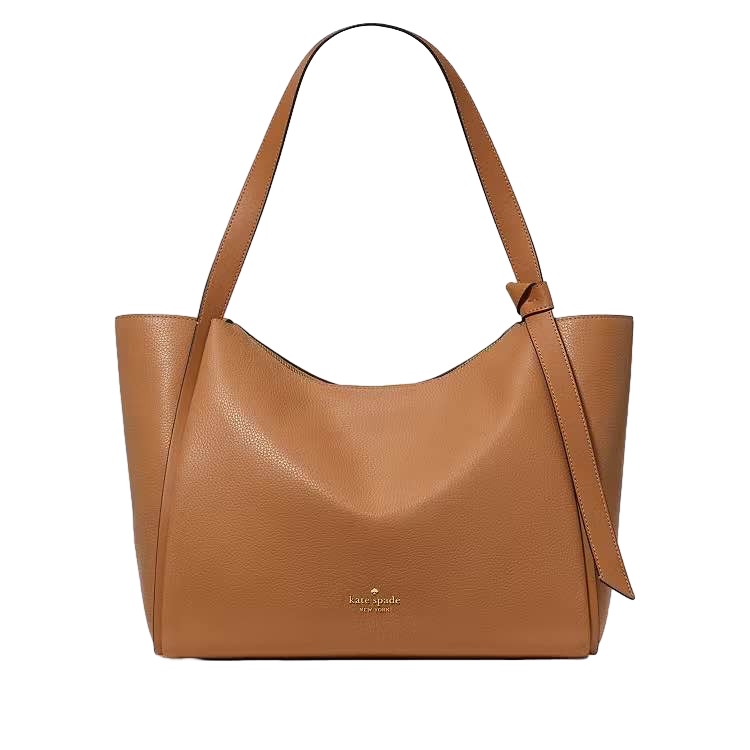 【Kate Spade Outlet】Knt Lg Z Tte Knott Pebbled Leather  咖