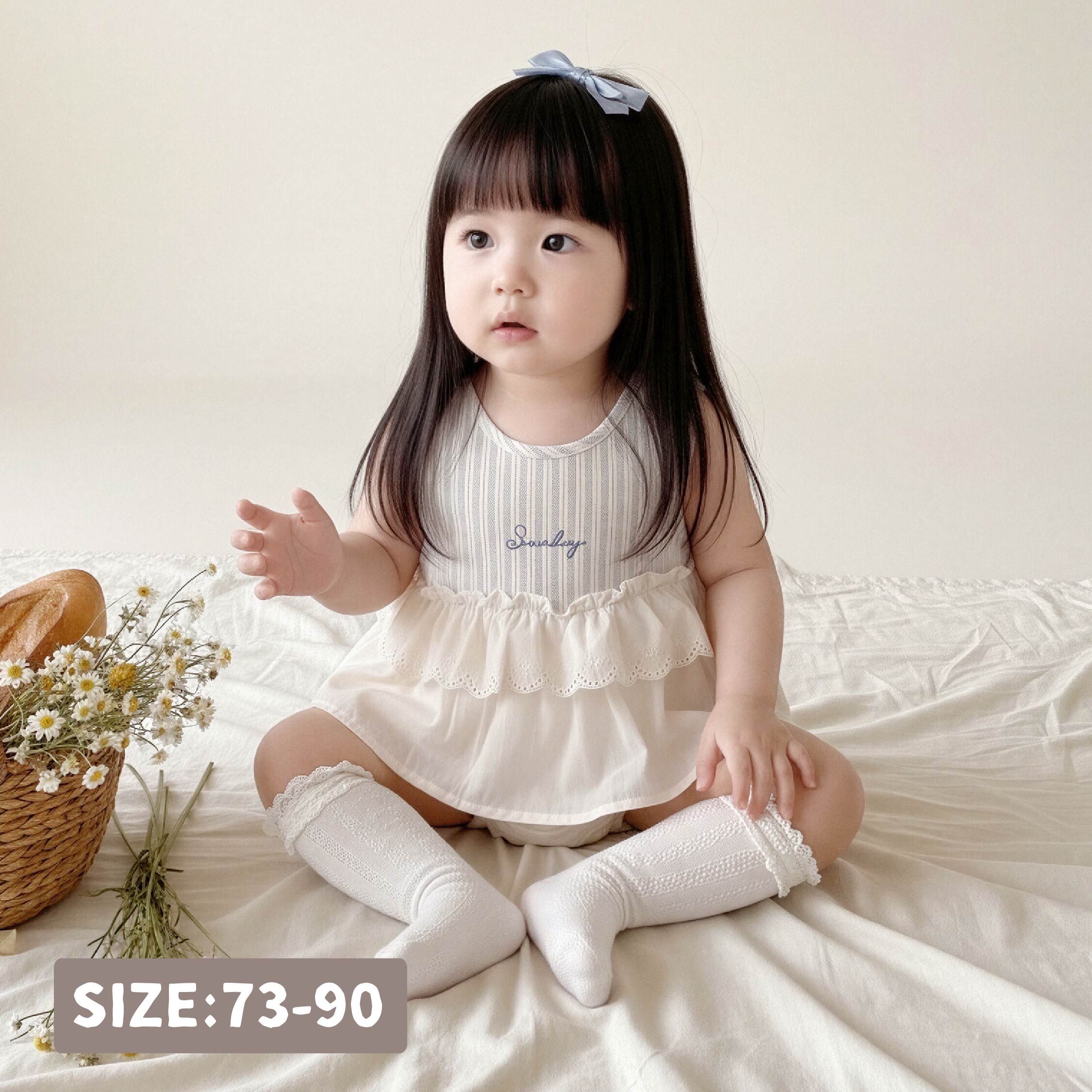 清新花邊拼接無袖包屁衣 (JG6007)