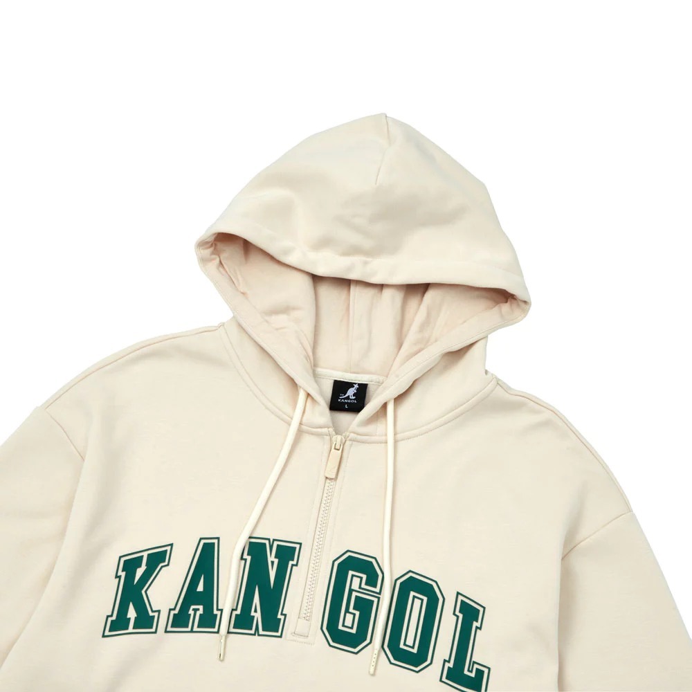 【Kangol】中性落肩印花帽T｜落肩版型 印花設計-米白色