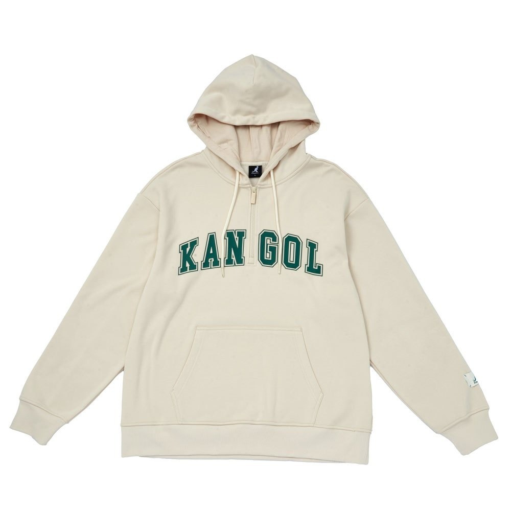 【Kangol】中性落肩印花帽T｜落肩版型 印花設計-米白色