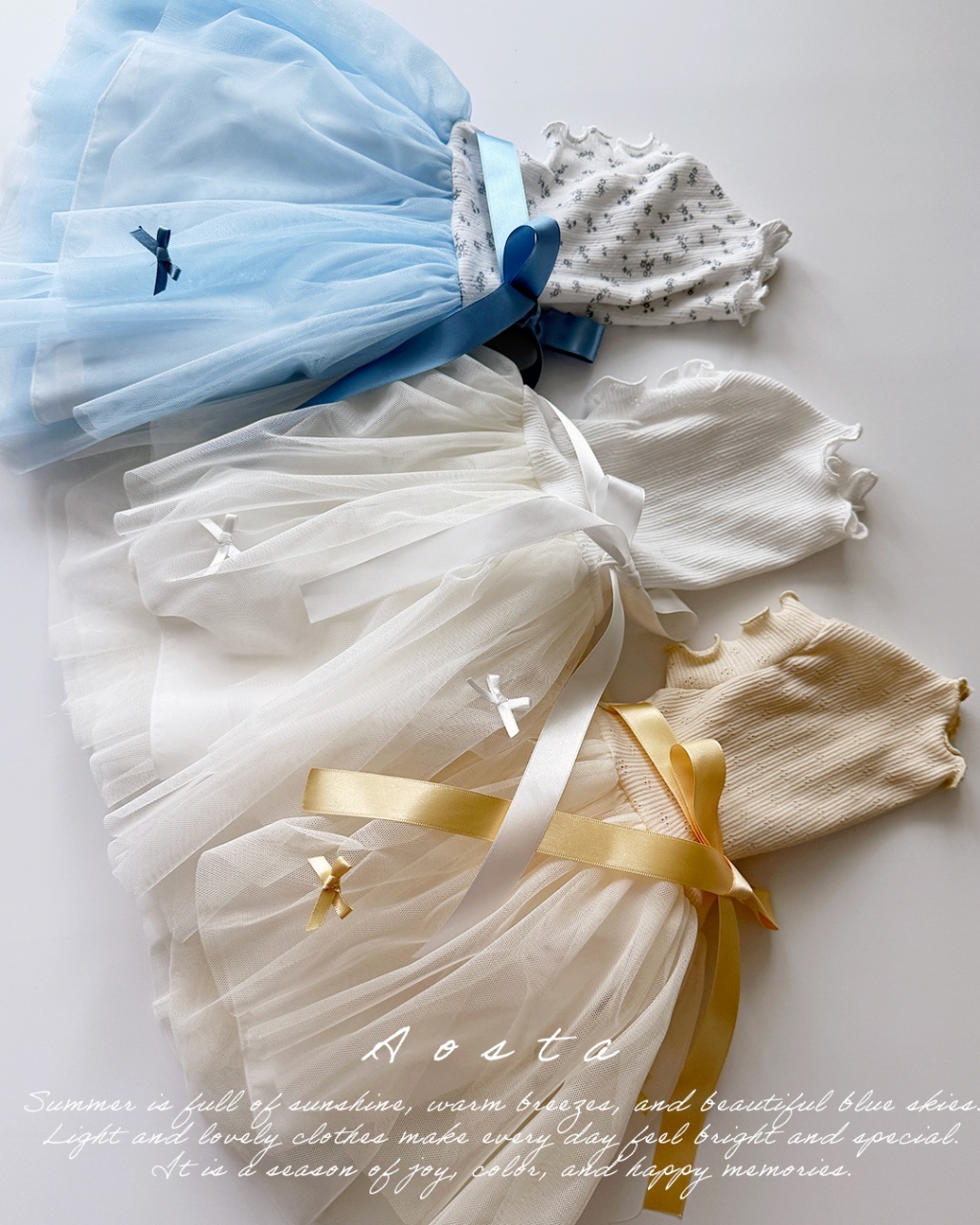 韓國🇰🇷Aosta 拼接蝴蝶結紗裙洋裝(S-XXL)