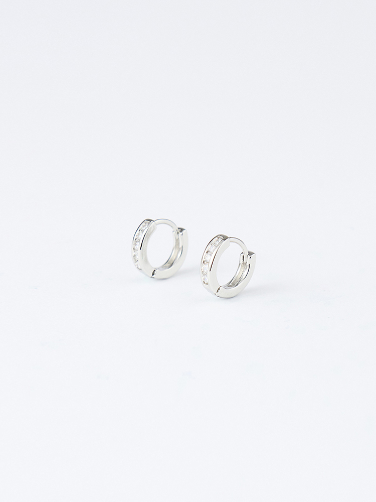 小素圈碎鑽耳環