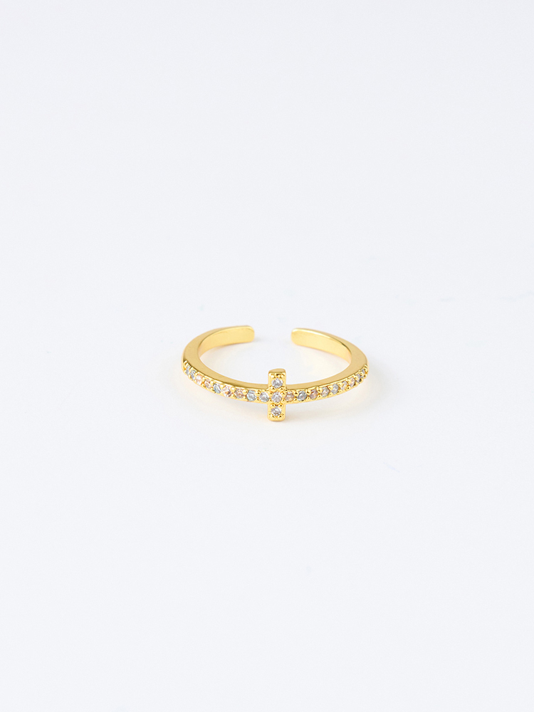 十字鑲鑽開口戒指