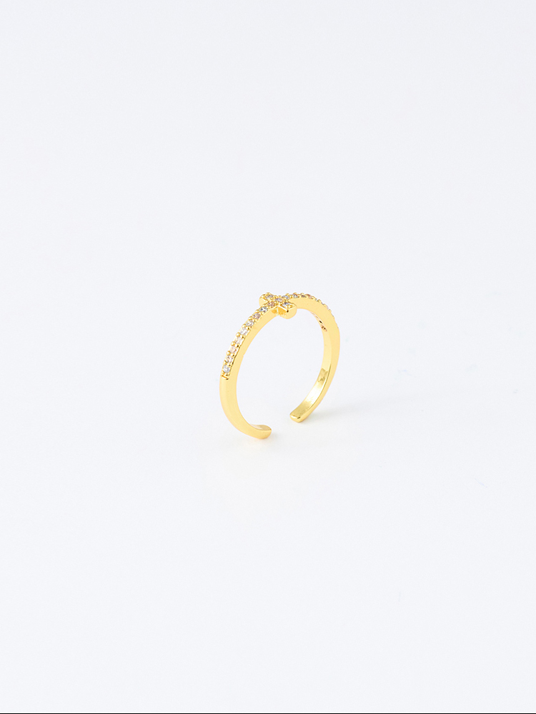 十字鑲鑽開口戒指