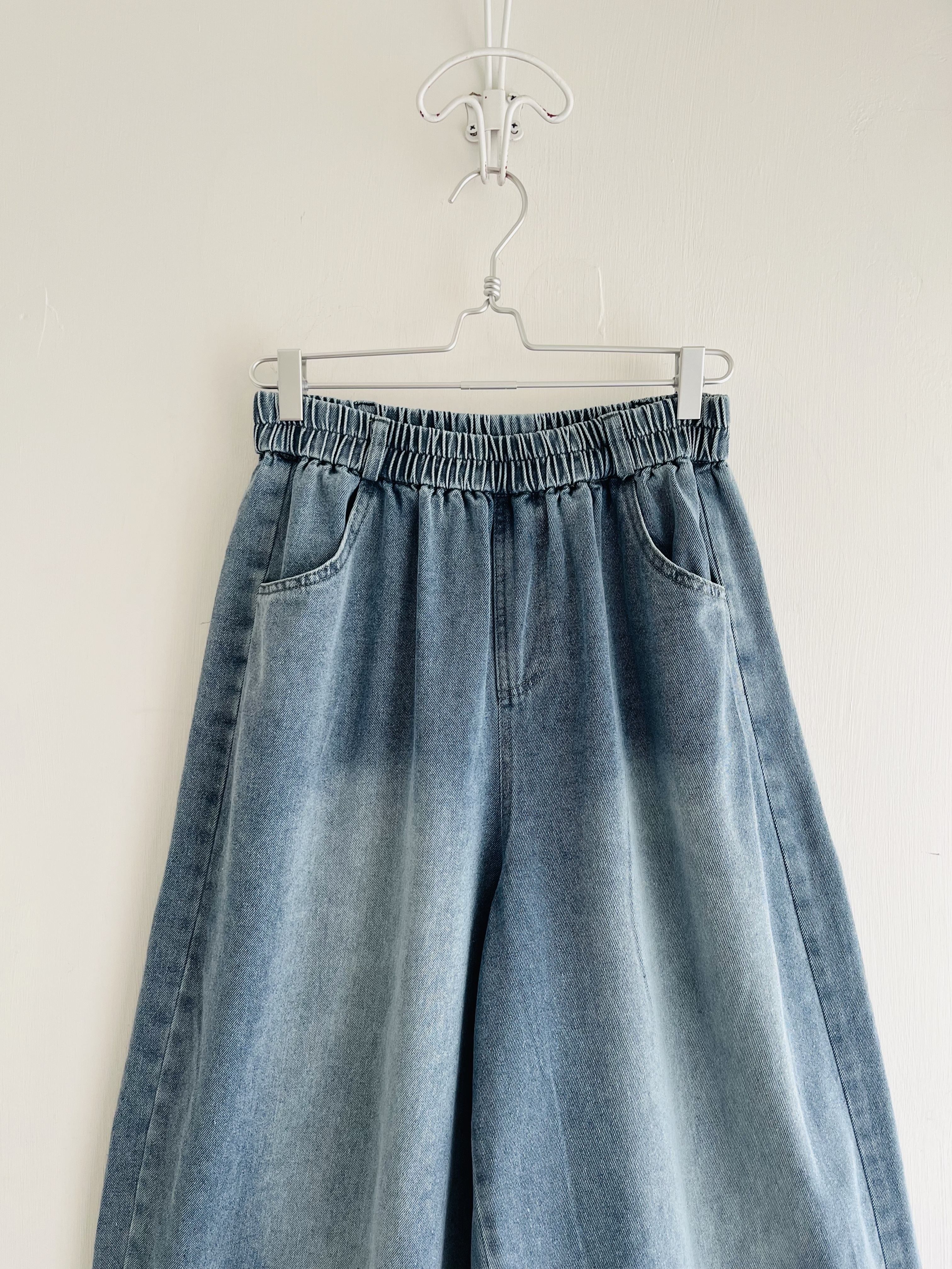 SILENT WORTH藍色洗水布牛仔闊褲