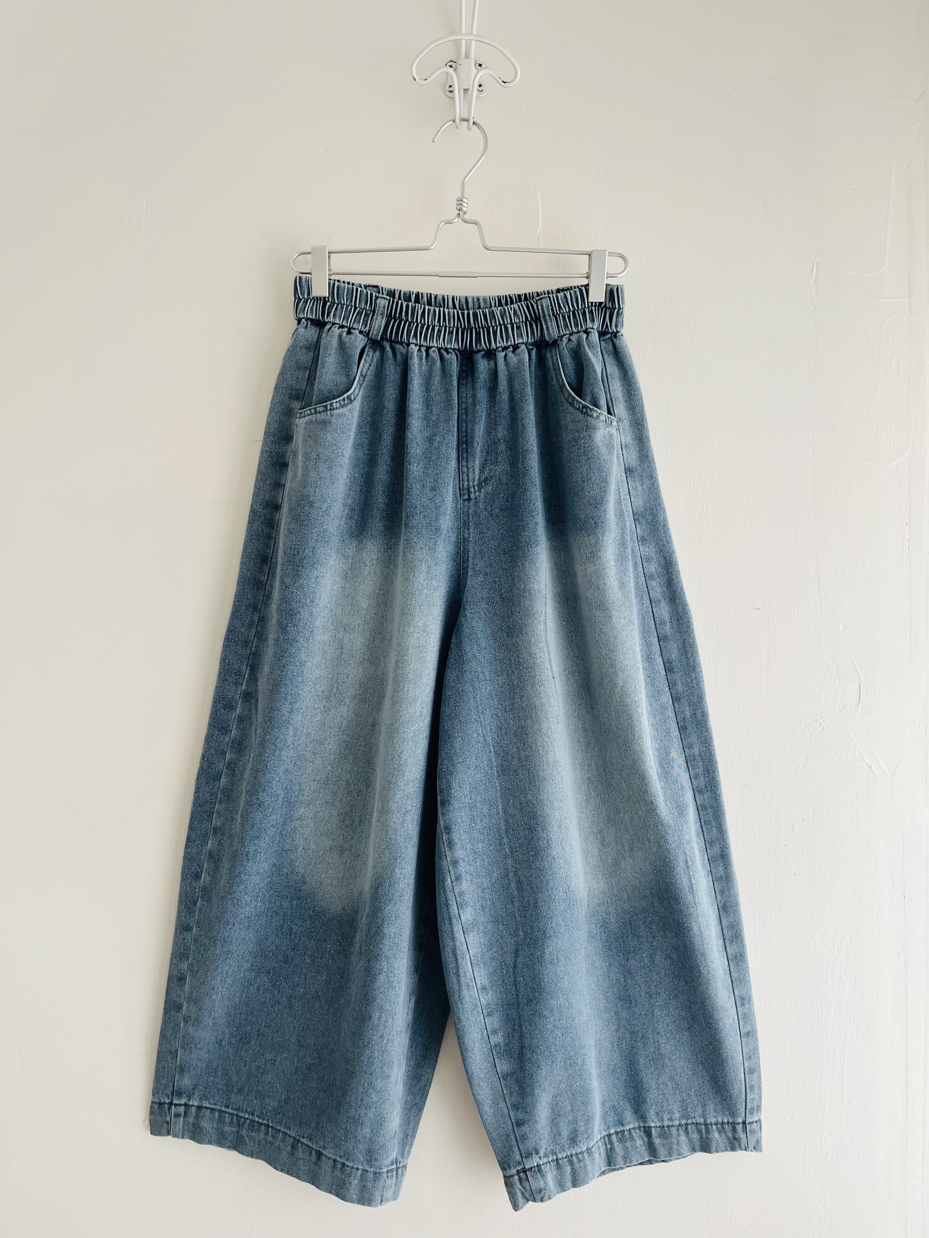 SILENT WORTH藍色洗水布牛仔闊褲