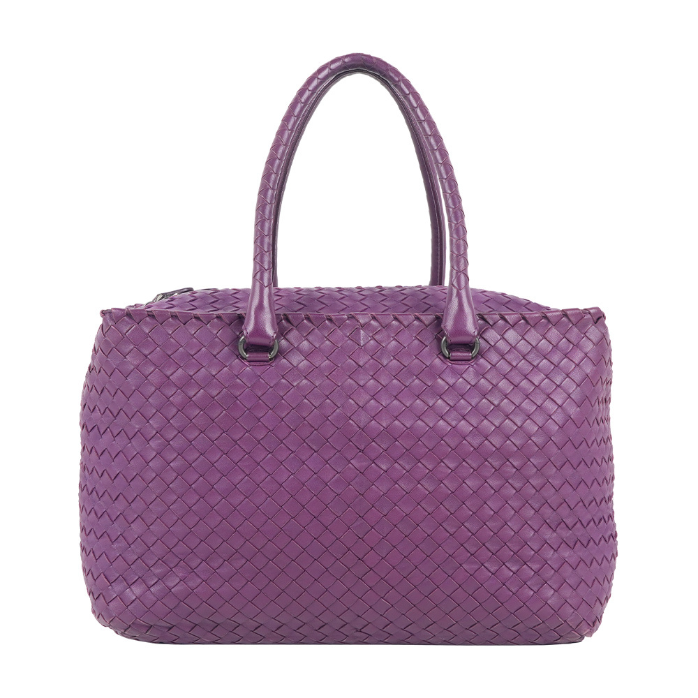 【Bottega Veneta】小羊皮編織方形肩背包(紫色)