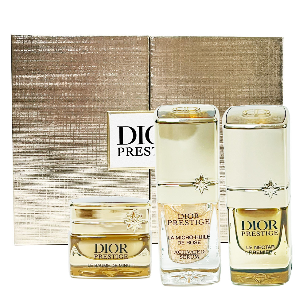 DIOR 迪奧 極緻精萃賦活三件禮 ( 極緻精萃玫瑰源萃3ml+極緻精萃午夜玫瑰霜5g+精萃再生玫瑰微導精露5ml)