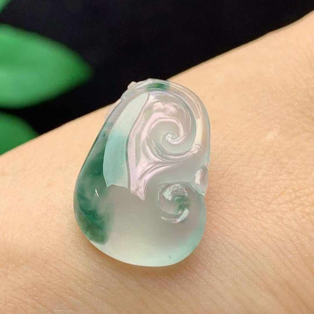 翡翠冰種飄花如意,天然翡翠A玉, 緬甸玉, Jade, Jadeite