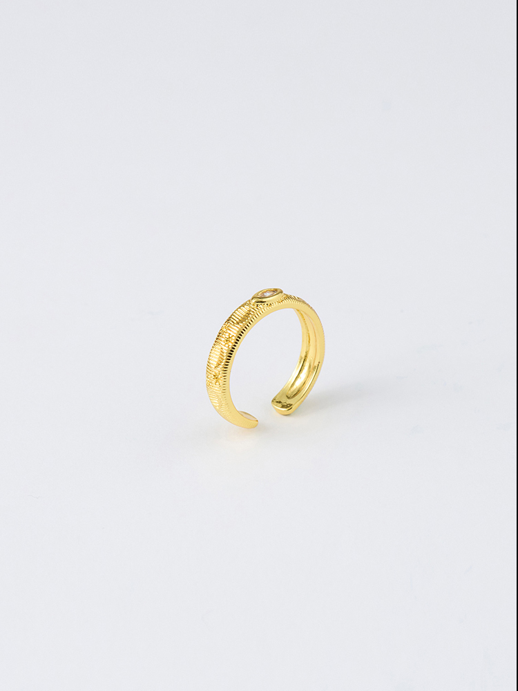 復古拉絲鑲鑽開口戒指