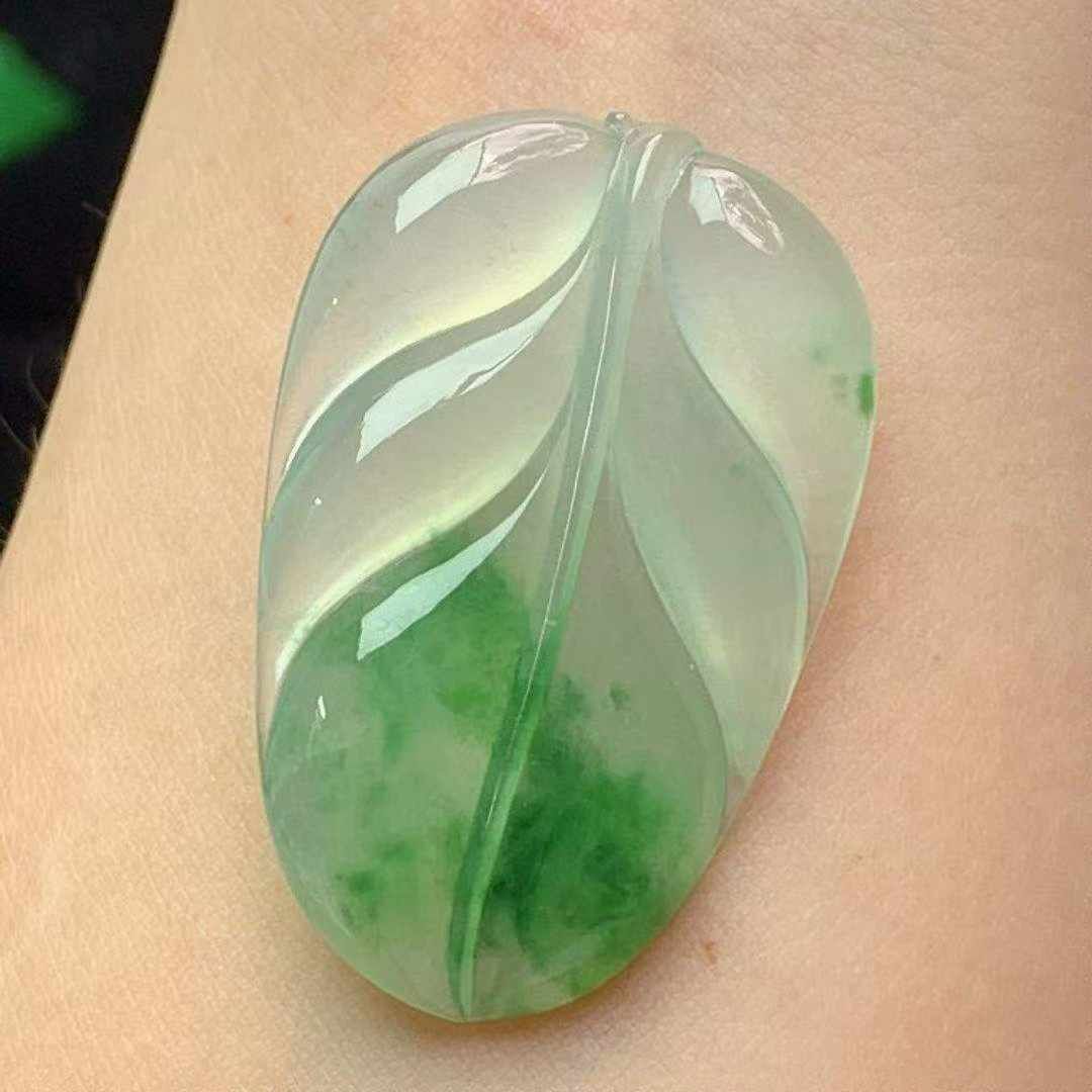 翡翠飄綠葉子,天然翡翠A玉, 緬甸玉, Jade, Jadeite