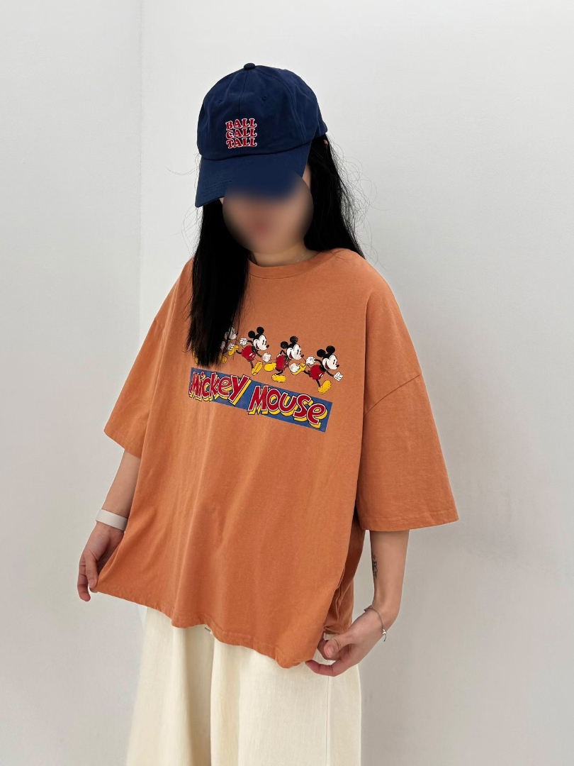 韓系復古米奇印花Oversize棉T