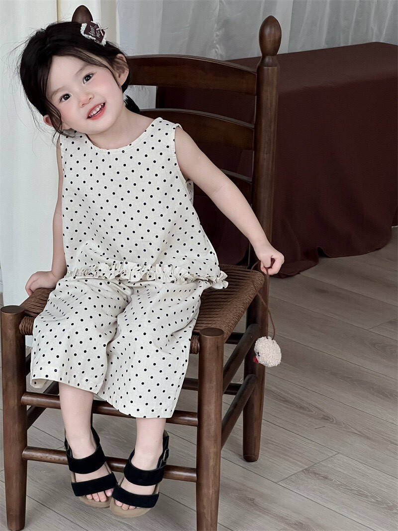 點點花邊下擺造型無袖套裝  ꕀꕀꕀ