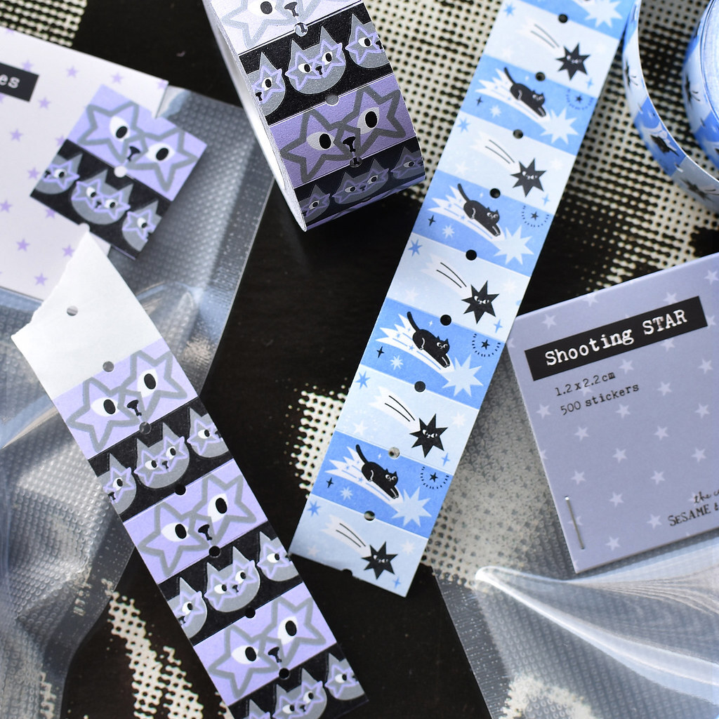 大芝麻小花生．星星與貓 標價機貼紙捲 <整捲/分裝>
