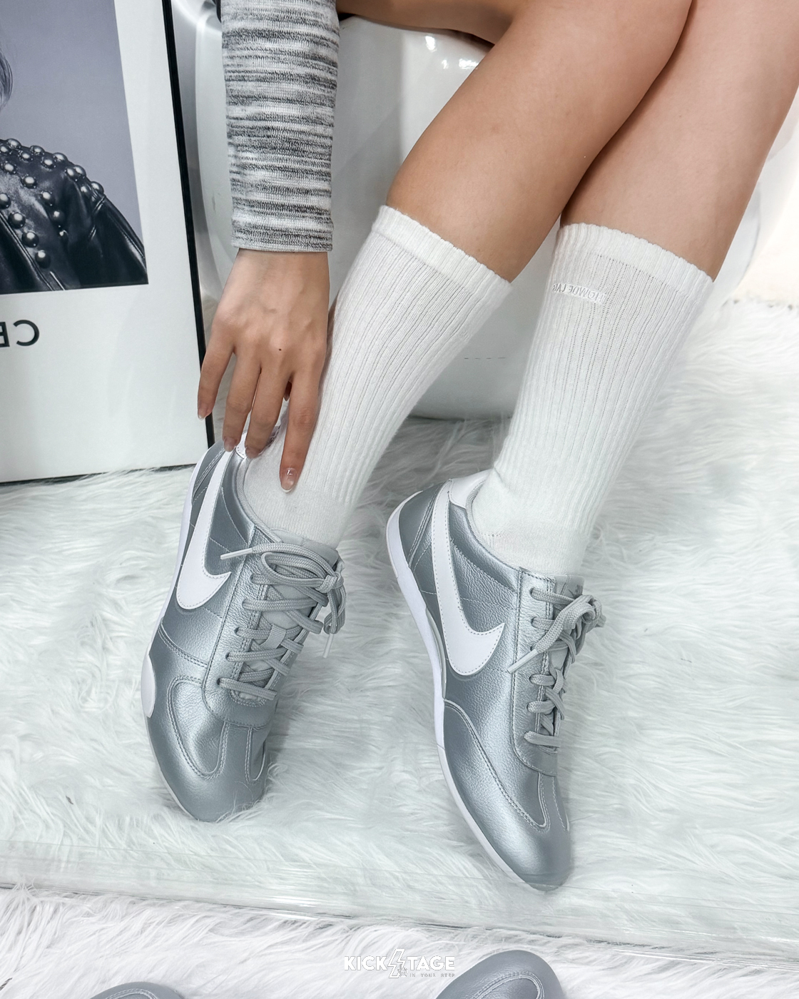 女鞋 NIKE W SPRINT SISTER 銀白 皮革 復古 薄底 休閒鞋【II6984-001】