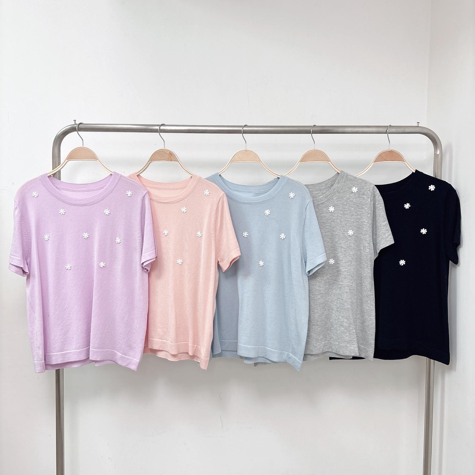 【預訂】立體小花彈性針織TOP (A60-A64)