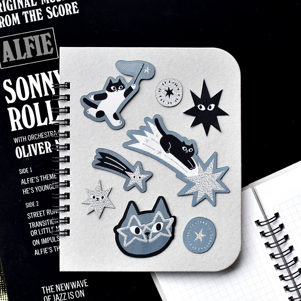 大芝麻小花生．星星與貓 布標線圈筆記本 大/小