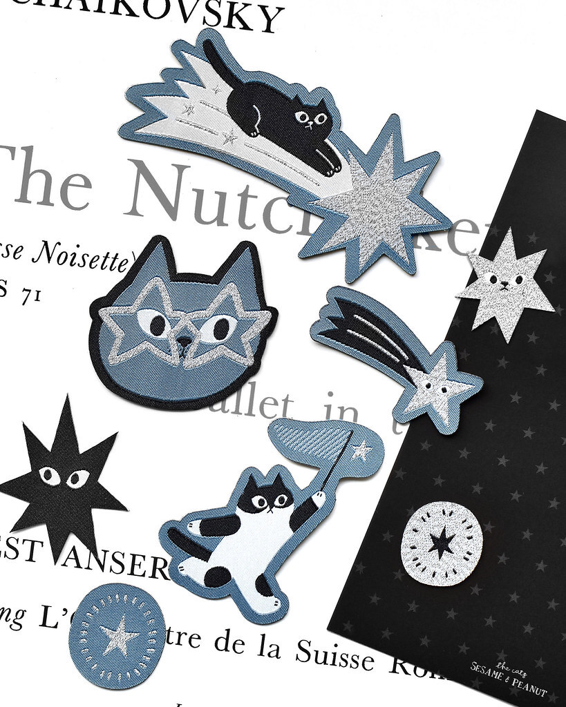 大芝麻小花生．星星與貓布標貼紙