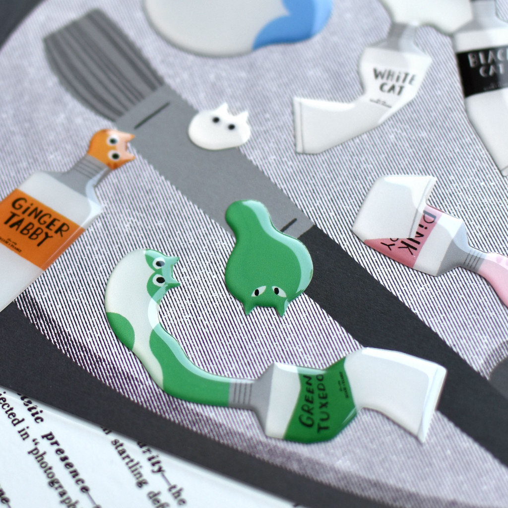 大芝麻小花生．水彩貓滴膠貼紙