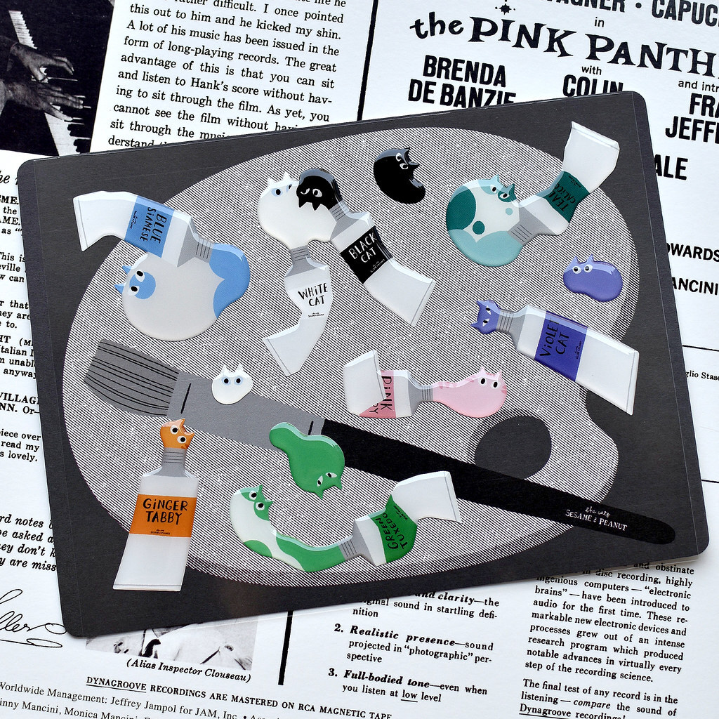 大芝麻小花生．水彩貓滴膠貼紙