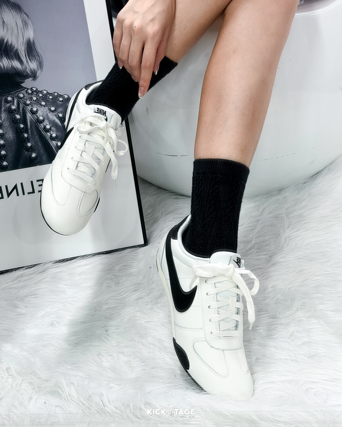 女鞋 NIKE W SPRINT SISTER 白黑 皮革 復古 薄底 休閒鞋【IB7102-100】