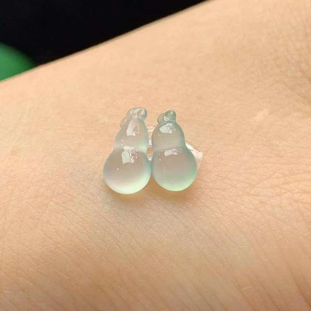 翡翠冰種葫蘆一對,天然翡翠A玉, 緬甸玉, Jade, Jadeite