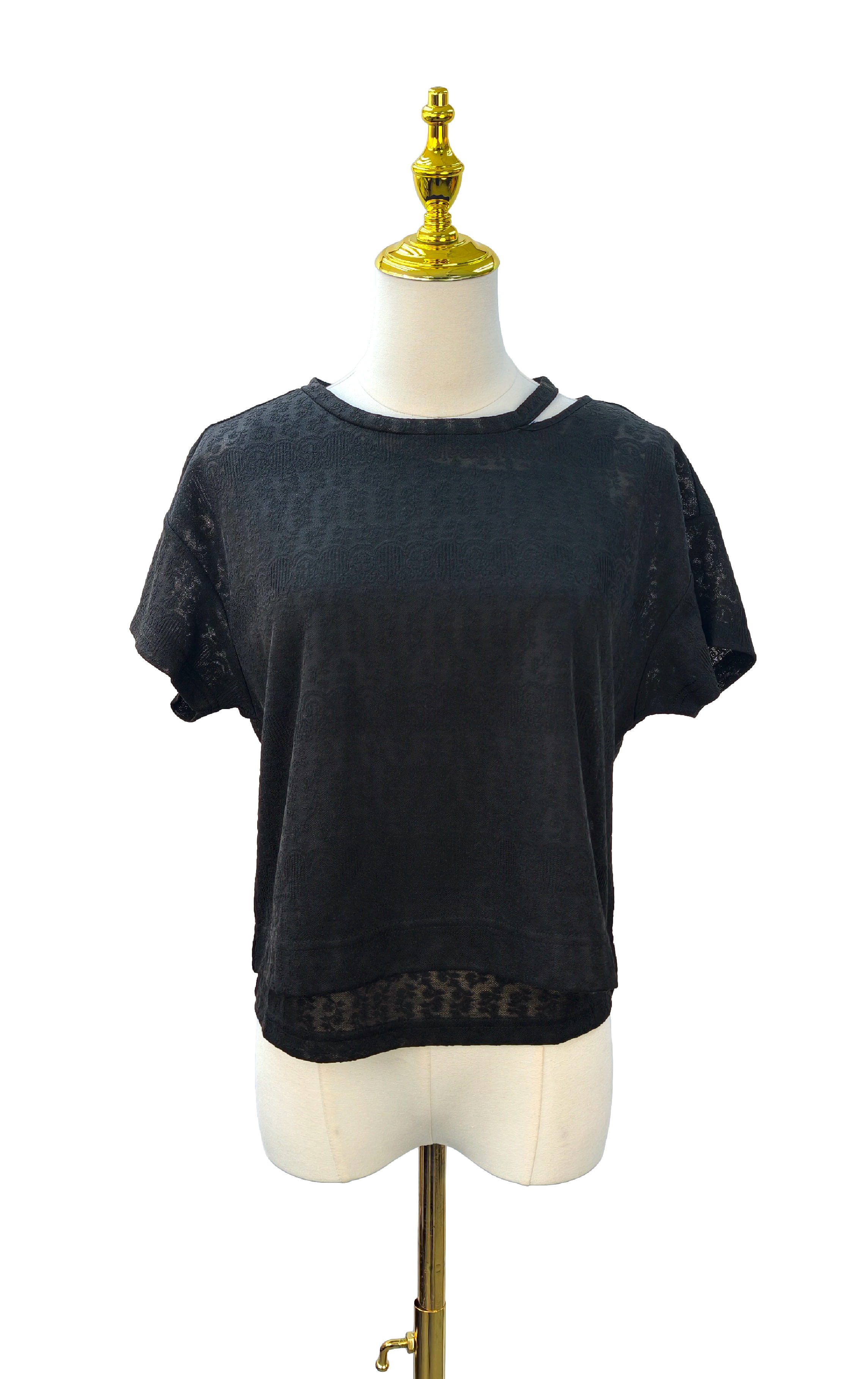 Textured Jacquard Lace Knit Top TS0201