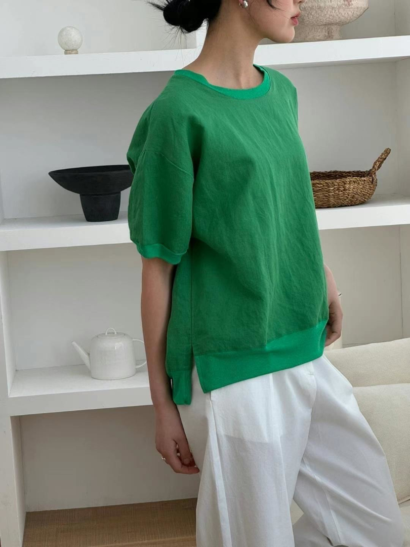 清爽日常穿搭系列★韓系多巴胺飽和色質感棉T