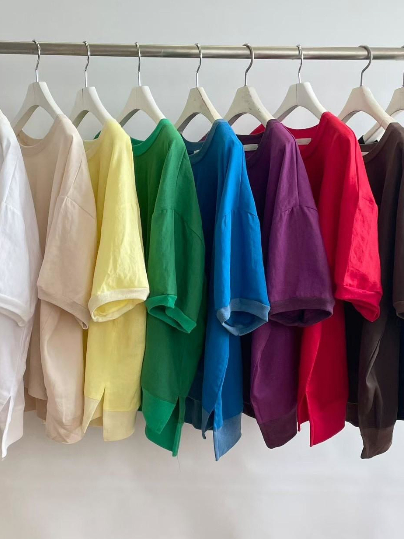 清爽日常穿搭系列★韓系多巴胺飽和色質感棉T