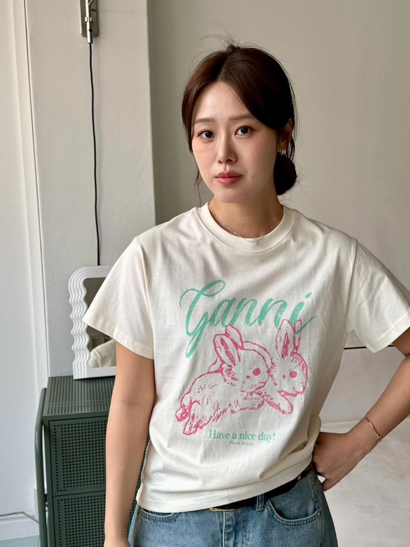 可愛不甜膩設計★小白兔印花棉T