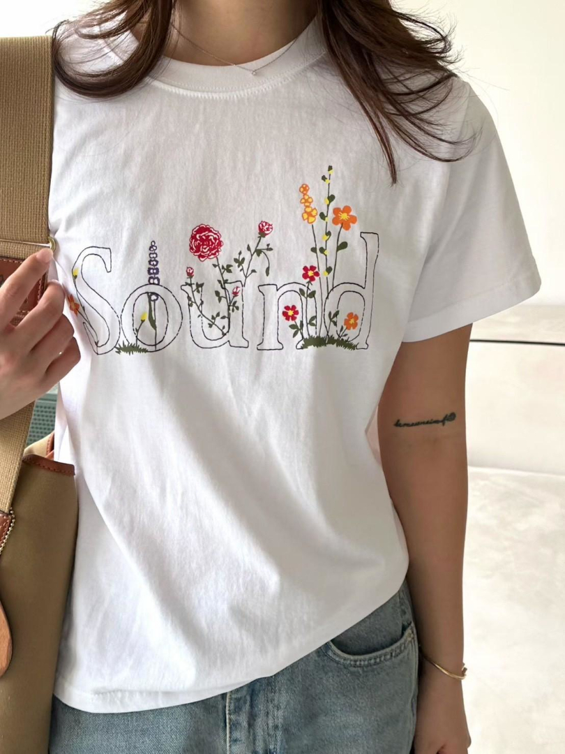 溫柔顯瘦日常穿搭★小清新花朵印花棉T