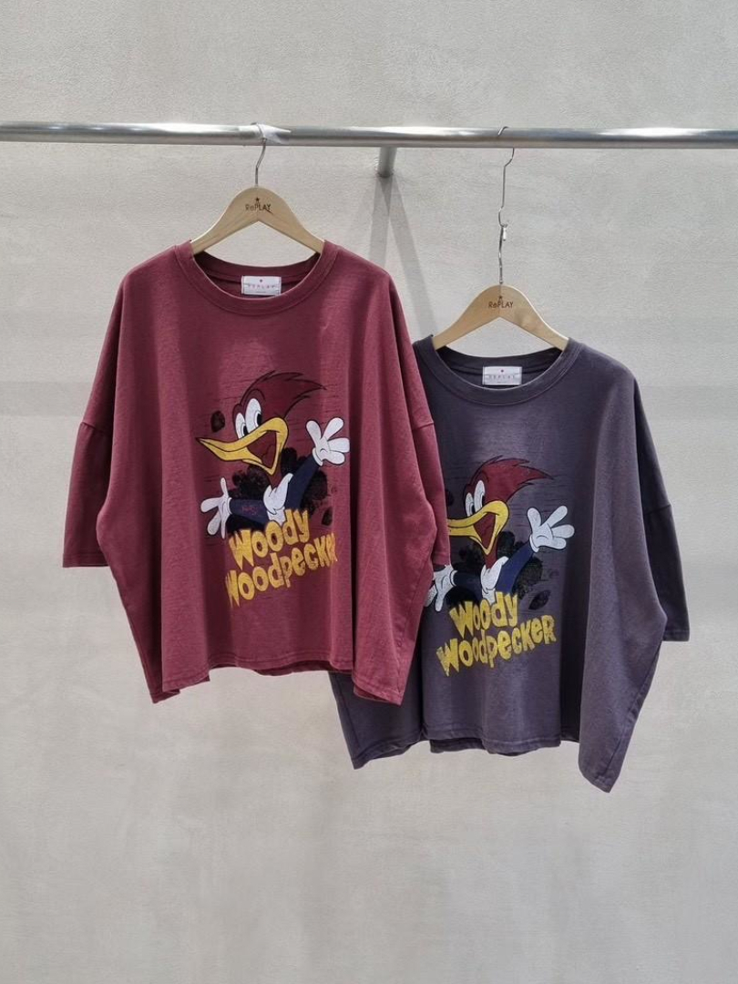 經典卡通印花寬鬆棉T