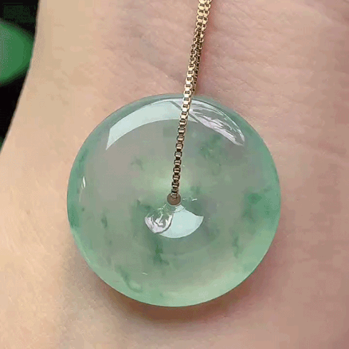 410329 翡翠冰種飄花平安扣 (24.5mm直徑)